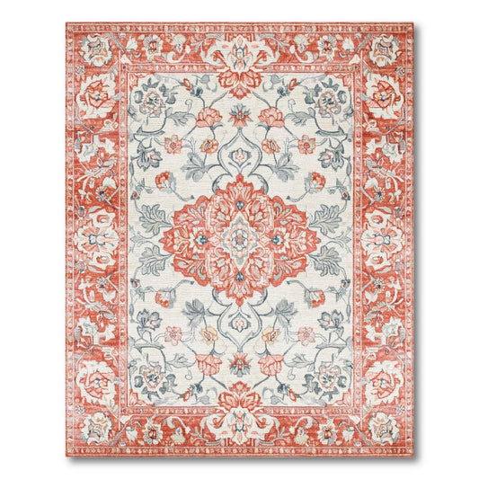 Red Floral Medallion Persian No. 7 Area Rug