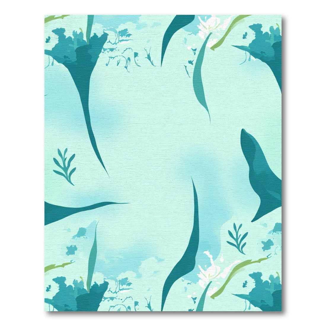 Aqua Abstract Organic Floral Flow Rug