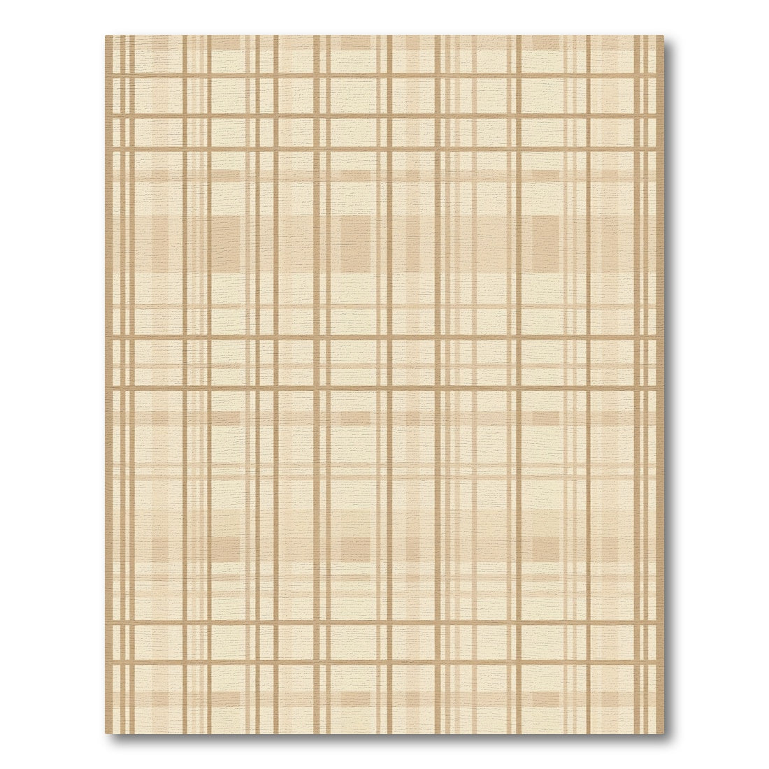 Soft Beige Plaid Geometric Square Rug