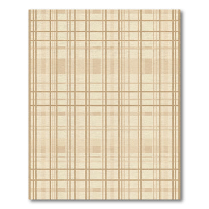 Soft Beige Plaid Geometric Square Rug