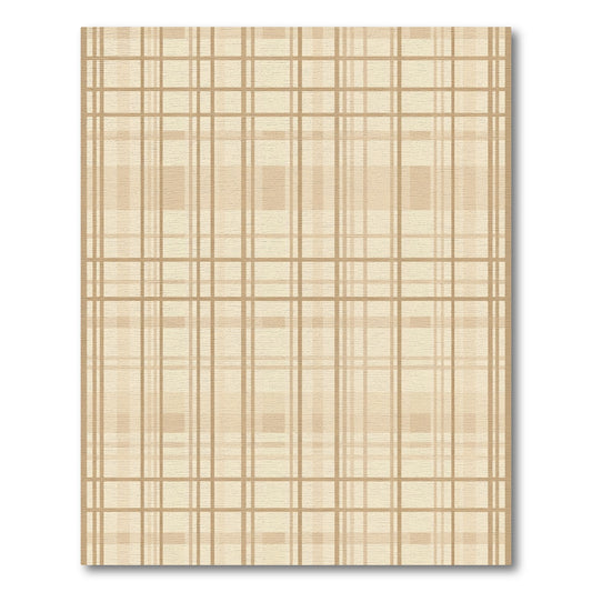 Soft Beige Plaid Geometric Square Rug