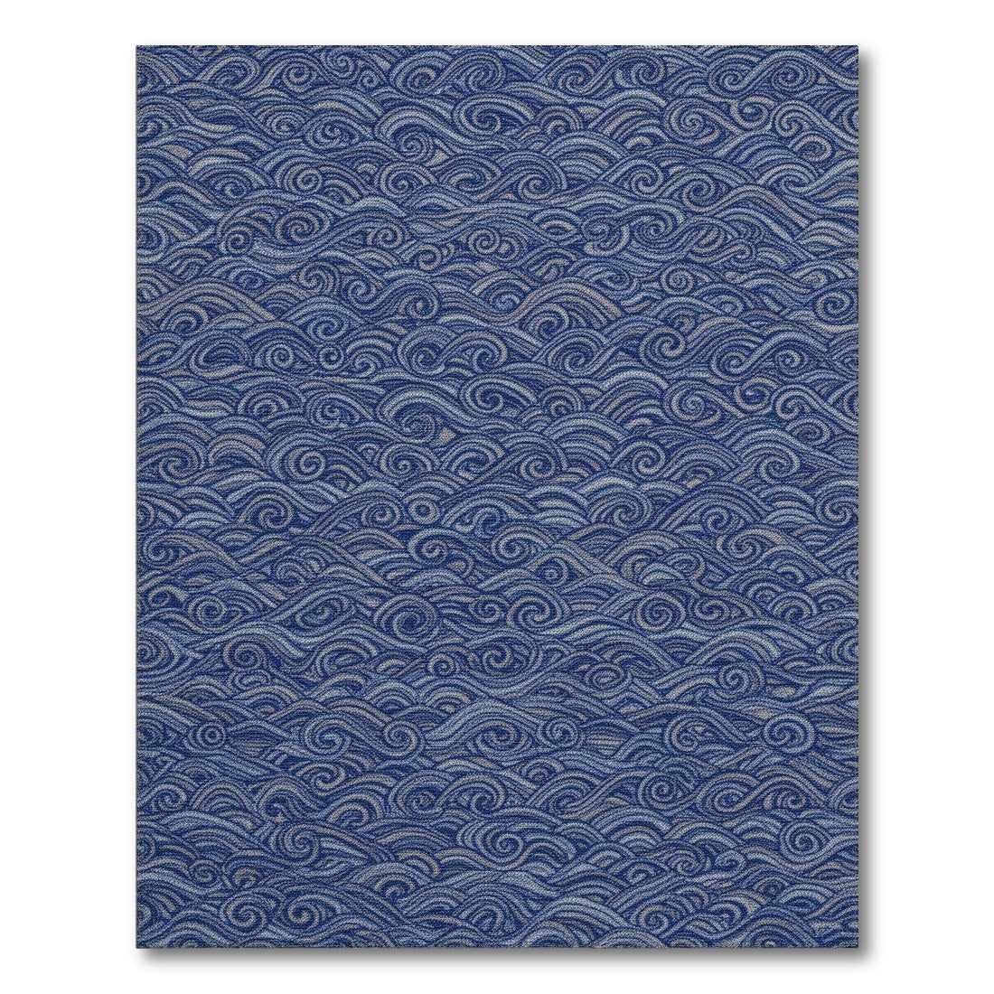 Blue Swirling Wave Area Rug