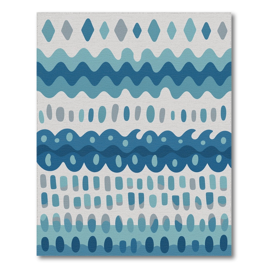 Coastal Beach Blue and Teal Blue Teal Coastal Wave Area Rug