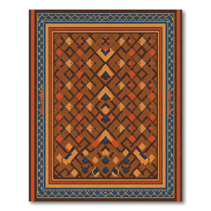 Earthy Geometric Lattice Diamond Rug