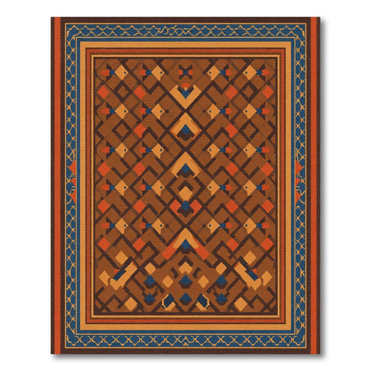 Earthy Geometric Lattice Diamond Rug