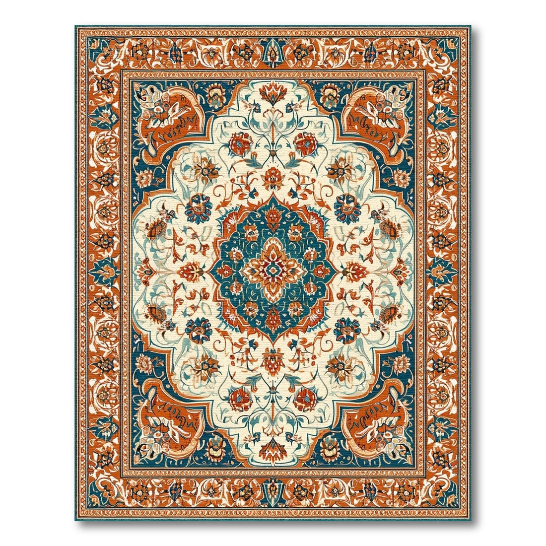 Floral Blue Teal Persian Floral Area Rug