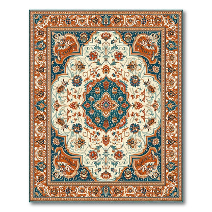 Floral Blue Teal Persian Floral Area Rug