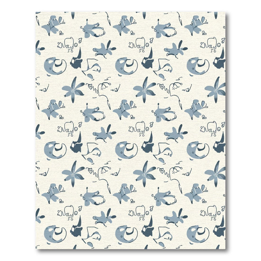 Delicate Blue Abstract Scribble Medley Rug