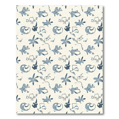 Delicate Blue Abstract Scribble Medley Rug