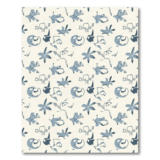 Delicate Blue Abstract Scribble Medley Rug