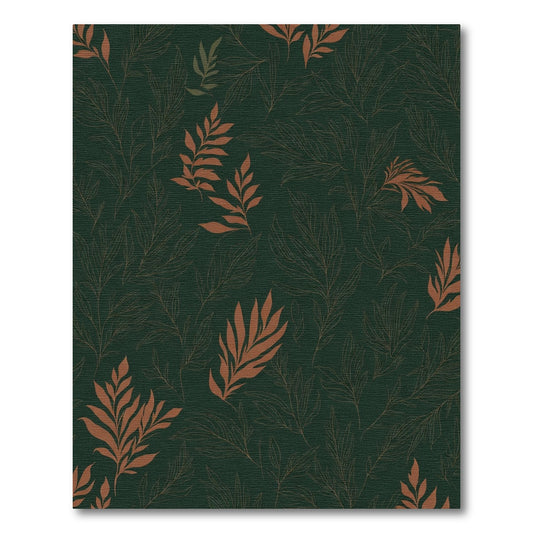 Deep Green Bronze Leafy Branches Rug