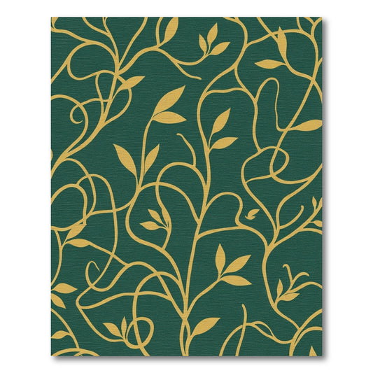 Emerald Green Golden Vine Swirl Rug