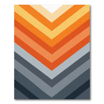 Modern Orange Gray Chevron Rug