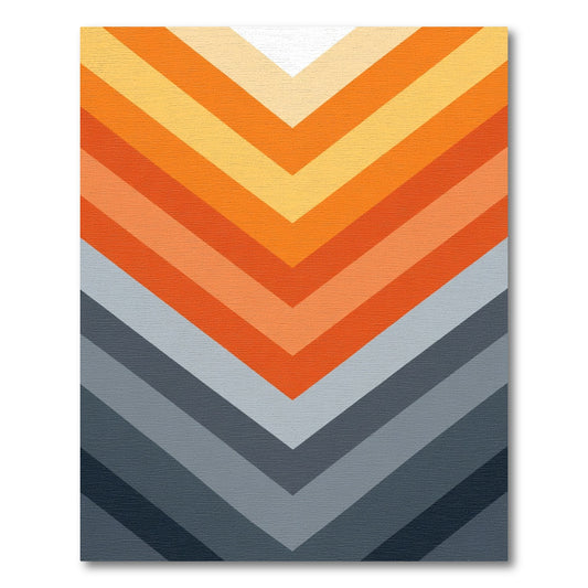 Modern Orange Gray Chevron Rug