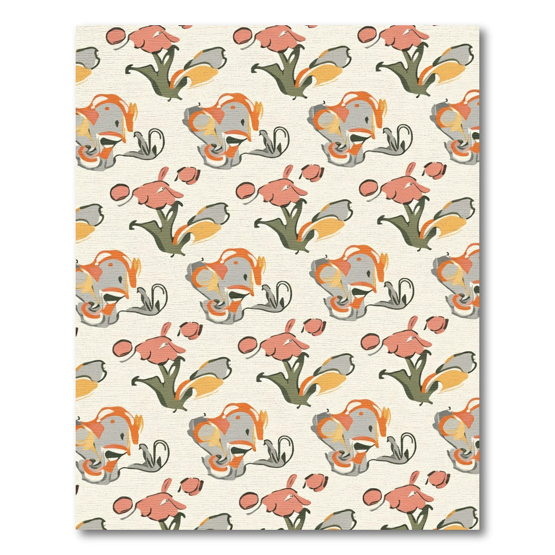 Abstract Coral Floral Swirl Rug