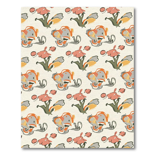 Abstract Coral Floral Swirl Rug