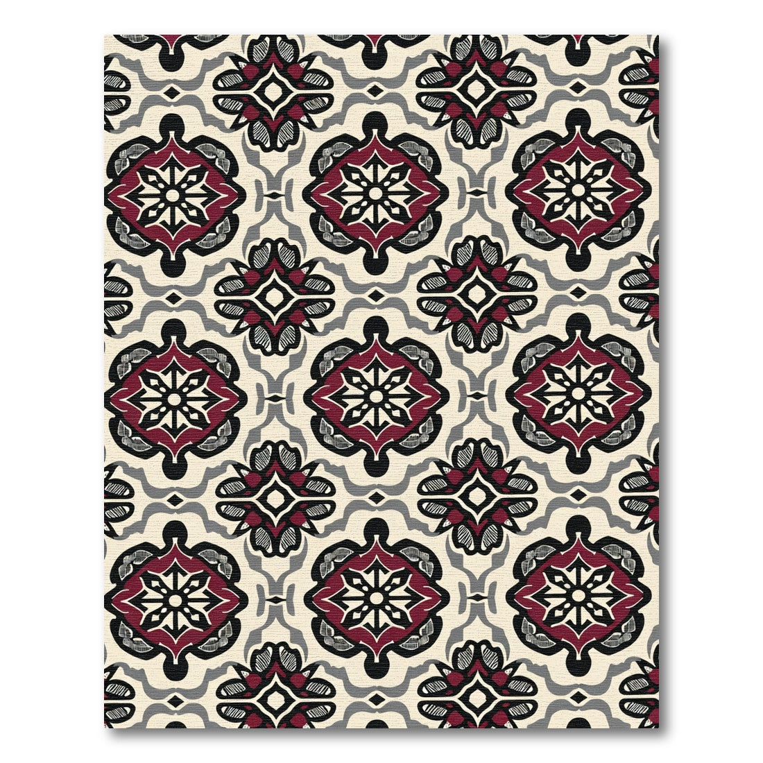 Crimson Medallion Tribal Swirl Rug