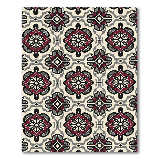 Crimson Medallion Tribal Swirl Rug