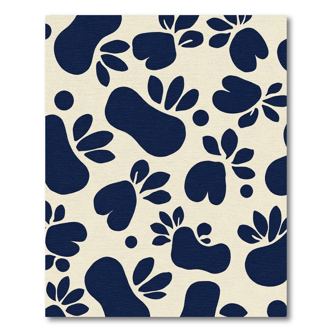 Navy Blue Organic Forms Botanical Rug