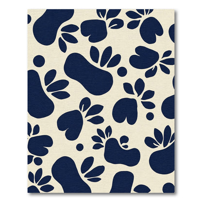 Navy Blue Organic Forms Botanical Rug
