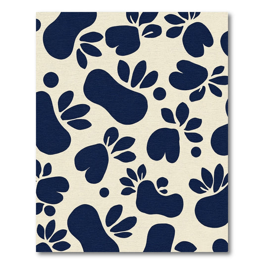 Navy Blue Organic Forms Botanical Rug