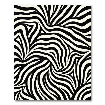 Bold Black Ivory Abstract Swirl Rug