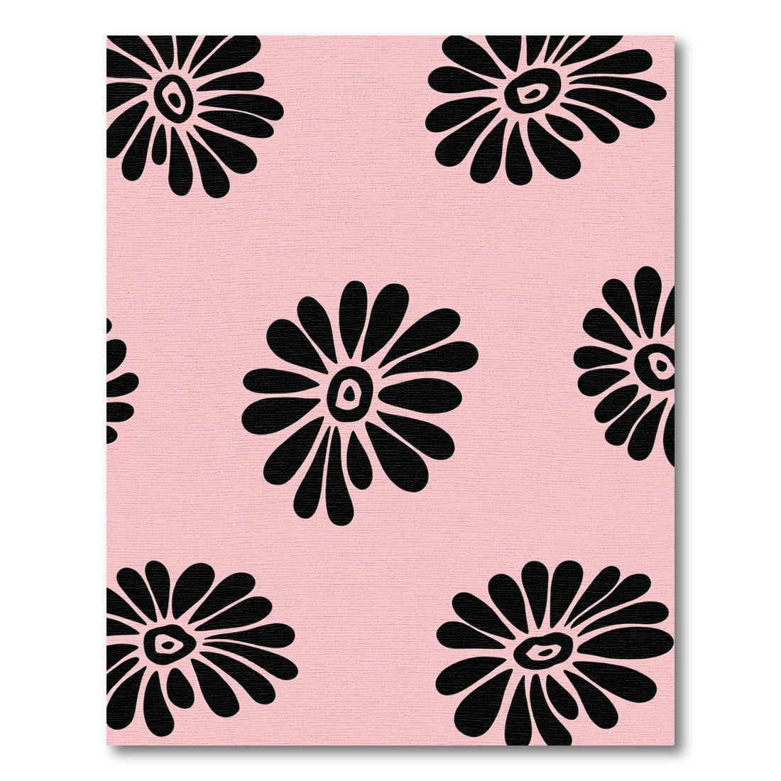 Black Petal Flower Garden Pink Rug