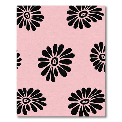 Black Petal Flower Garden Pink Rug