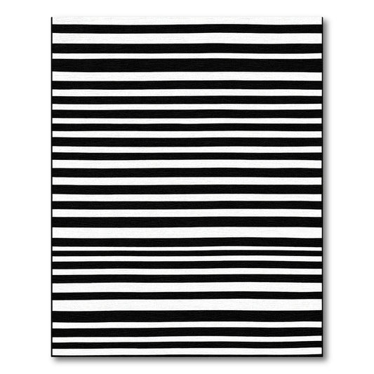 Bold Black White Contemporary Stripe Rug