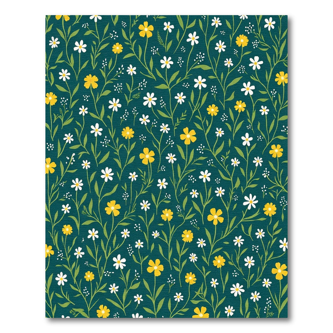 Teal Backyard Yellow White Floral Vines Rug