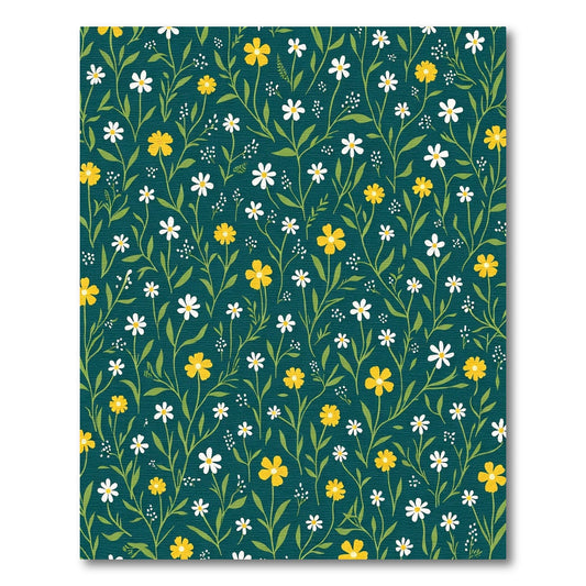 Teal Backyard Yellow White Floral Vines Rug