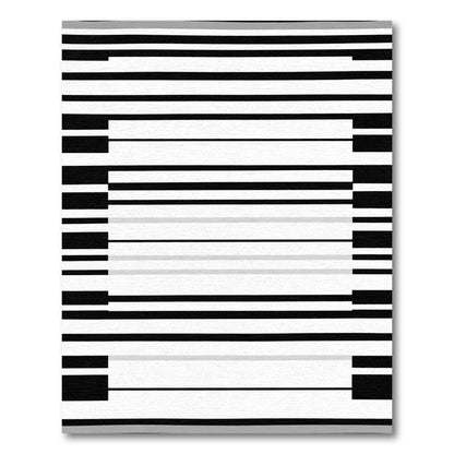 Black White Modern Geometric Stripe Rug