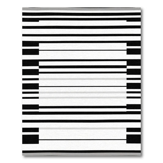 Black White Modern Geometric Stripe Rug
