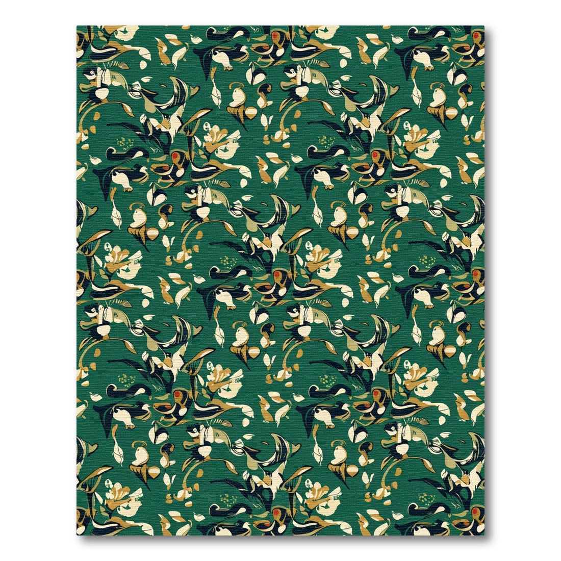 Emerald Abstract Floral Figurine Rug