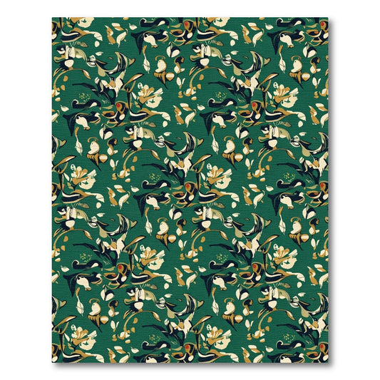 Emerald Abstract Floral Figurine Rug