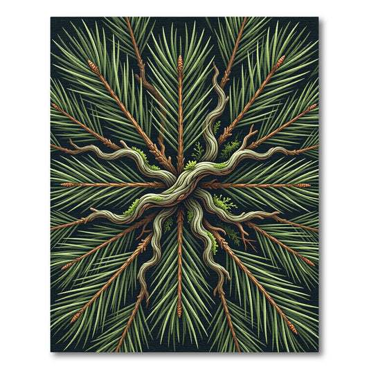 Forest Green Pine Needle Mandala Rug