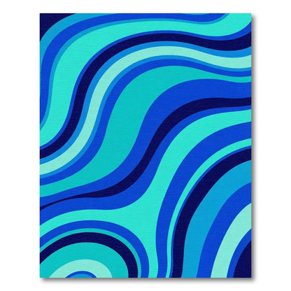 Retro Aqua Blue Wave Rug