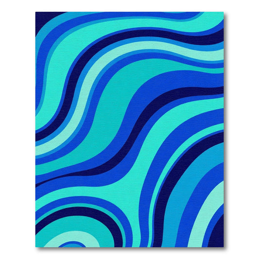 Retro Aqua Blue Wave Rug