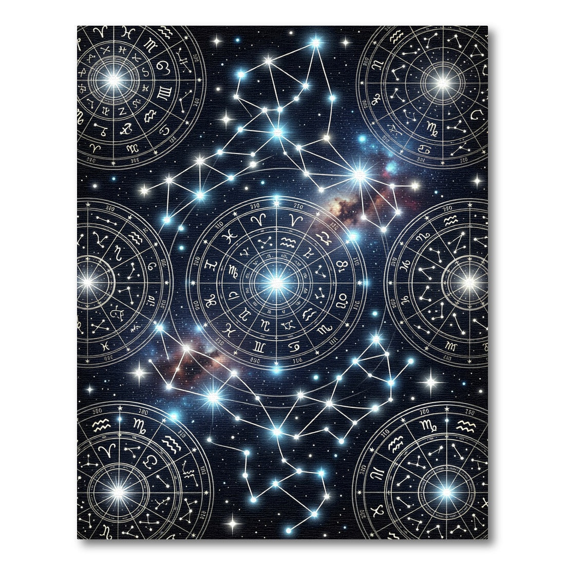 Celestial Zodiac Constellation Circles Rug