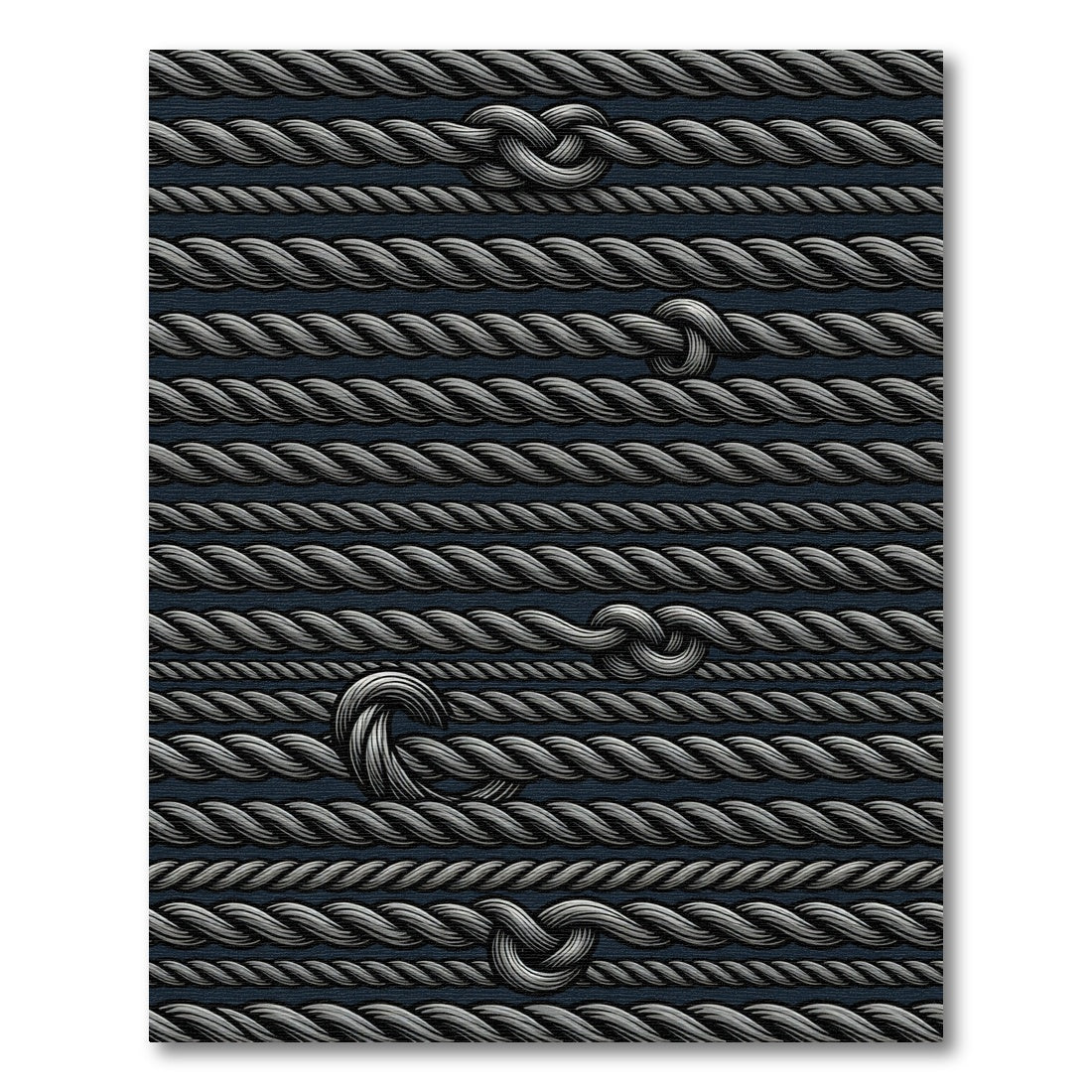 Textured Gray Rope Knotted Stripes Rug