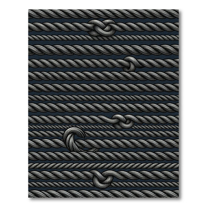 Textured Gray Rope Knotted Stripes Rug