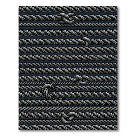 Textured Gray Rope Knotted Stripes Rug