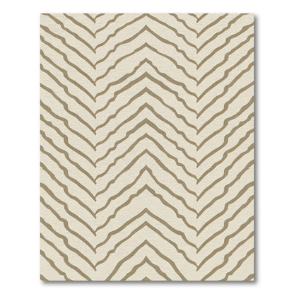 Rustic Beige Chevron Waves Rug