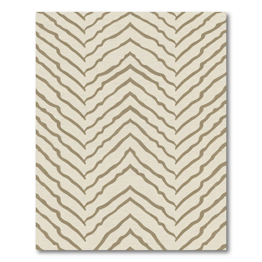 Rustic Beige Chevron Waves Rug