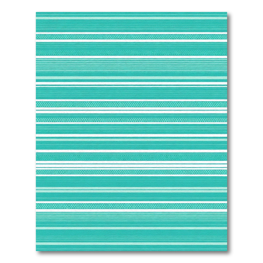 Teal Aqua White Striped Contemporary Rug