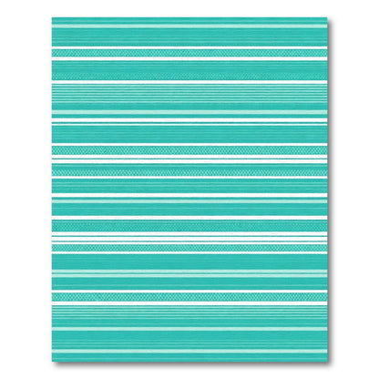 Teal Aqua White Striped Contemporary Rug