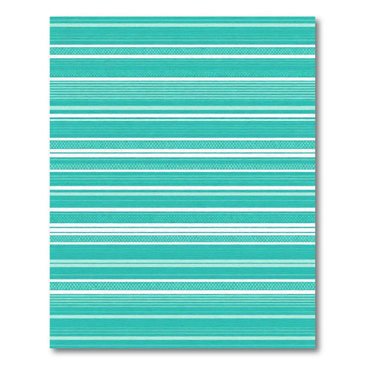 Teal Aqua White Striped Contemporary Rug