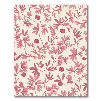 Coral Pink Floral Botanical Branches Rug