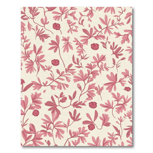 Coral Pink Floral Botanical Branches Rug