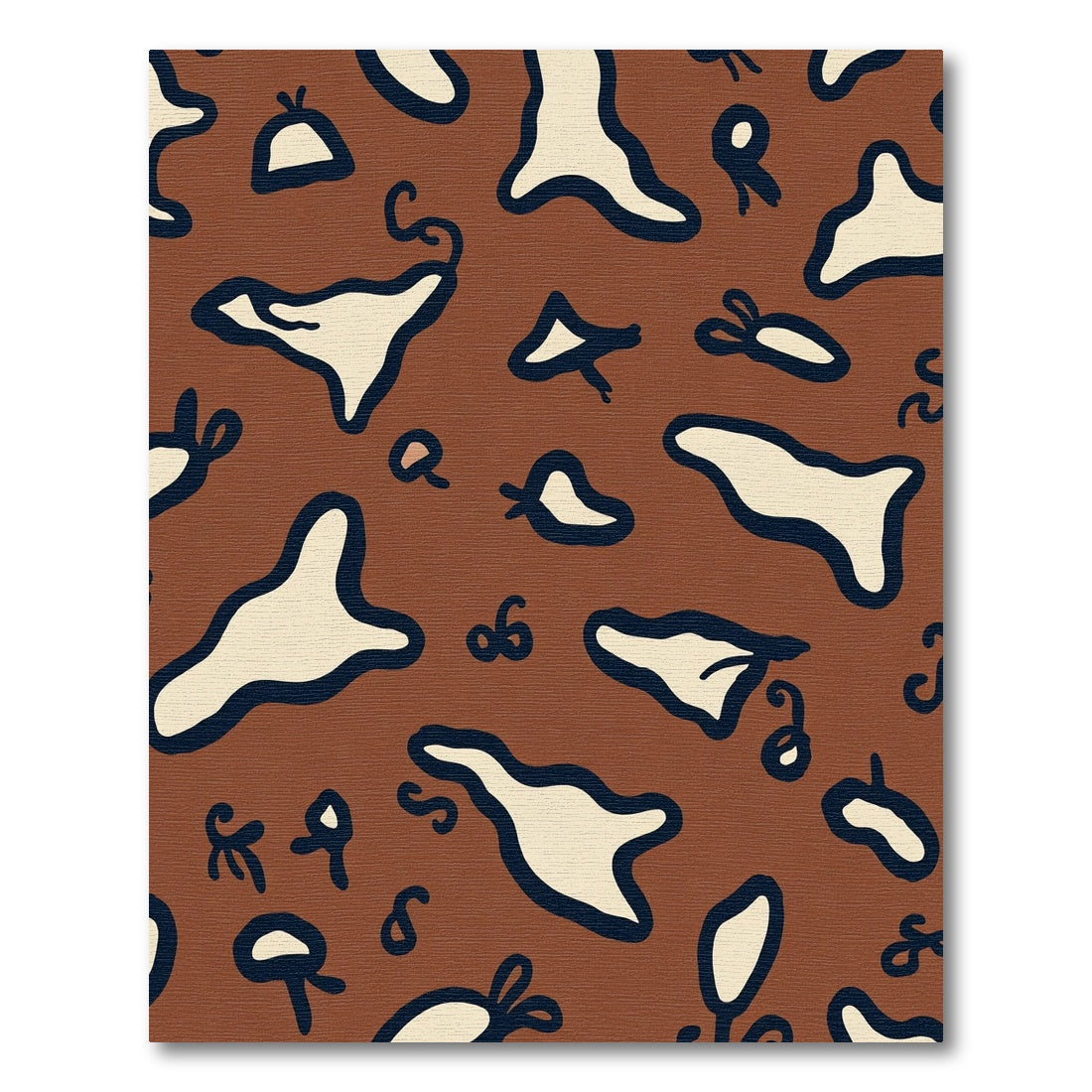 Brown Cream Abstract Blob Composition Rug